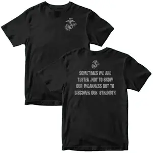 Marine Corps USMC DISCOVER STRENGTH T-Shirt & Hoodie 100% Cotton Classic Fit Unisex Safety Green Dark Heather Graphic Tee StreetStyle