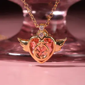 Sailor Moon Necklace, Crisis Heart Inspired Jewelry, Crystal Wing Heart Necklace, Fairytale Princess Necklace, Magic Moon Ward Necklace