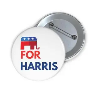 Republicans for Harris Button Pin | GOP Support Political Pin | Pro-Harris Republican Pinback | Unique GOP Advocacy Button | Election Pin