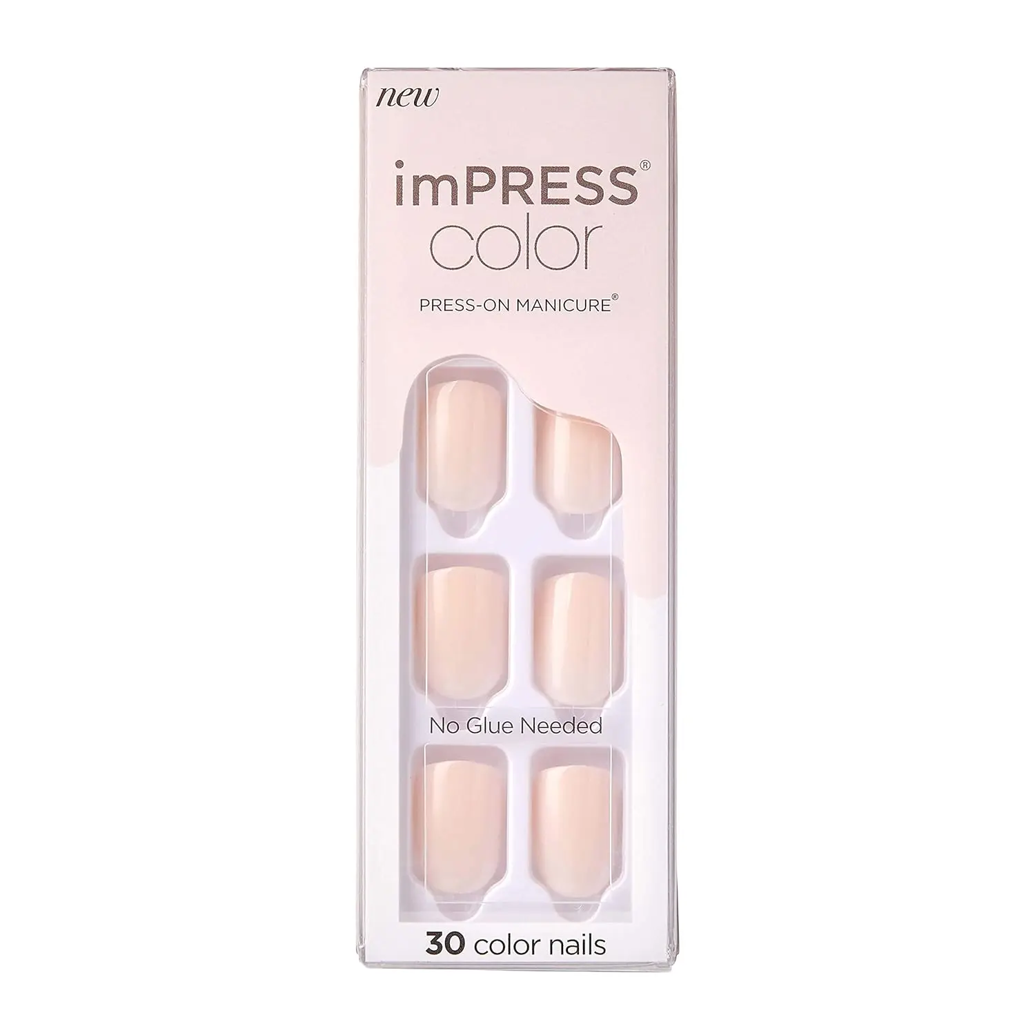 KISS imPRESS No Glue Mani Press On Nails, Color, 'Point Pink', Pink, Short Size, Squoval Shape, Includes 30 Nails, Prep Pad, Instructions Sheet, 1 Manicure Stick, 1 Mini File
