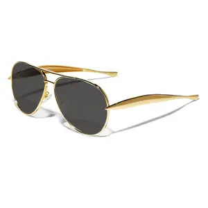 Retro Gold Aviator Sunglasses for Women & Men, Trendy Oversized Metal Frame Shades, UV Protection Fashion Eyewear for Travel, Driving, Beach, Outdoor Sports & Daily Streetwear