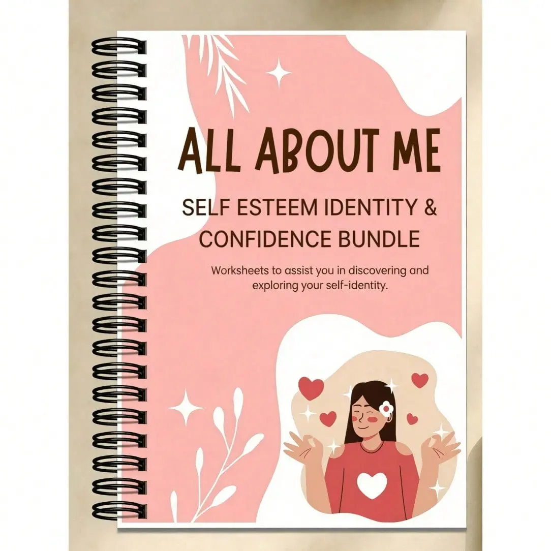 1pc about Me Self-Esteem and Confidence Notebook: A Guided Journal for Self-worth, Identity, Personal Growth, and Positive Mindset. Identity Exploration, Guided Journaling, Structured Worksheets, Smooth Pages, Durable Binding, Self-reflection Journal