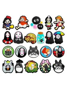21 Piece Japanese Cartoon Shoe Charms Decor, Anime Faceless Man Fantasy World, Fashion Accessories for Boys and Girls, Includes Chihiro and Totoro Gifts