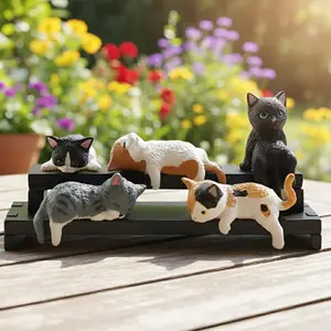 2026 Mini Cat Desk Figurines Set of 5 Resin Multi Pose Kitty Ornaments Cute Cartoon Style Desk Companions for Home Offices Cubicles Playful Charming Desktop Decoration lovers gift