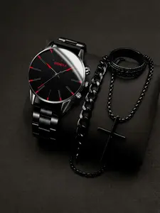 4-piece men's exquisite watch set, men's business high-end quartz men's watch set, Fashion Watch Set