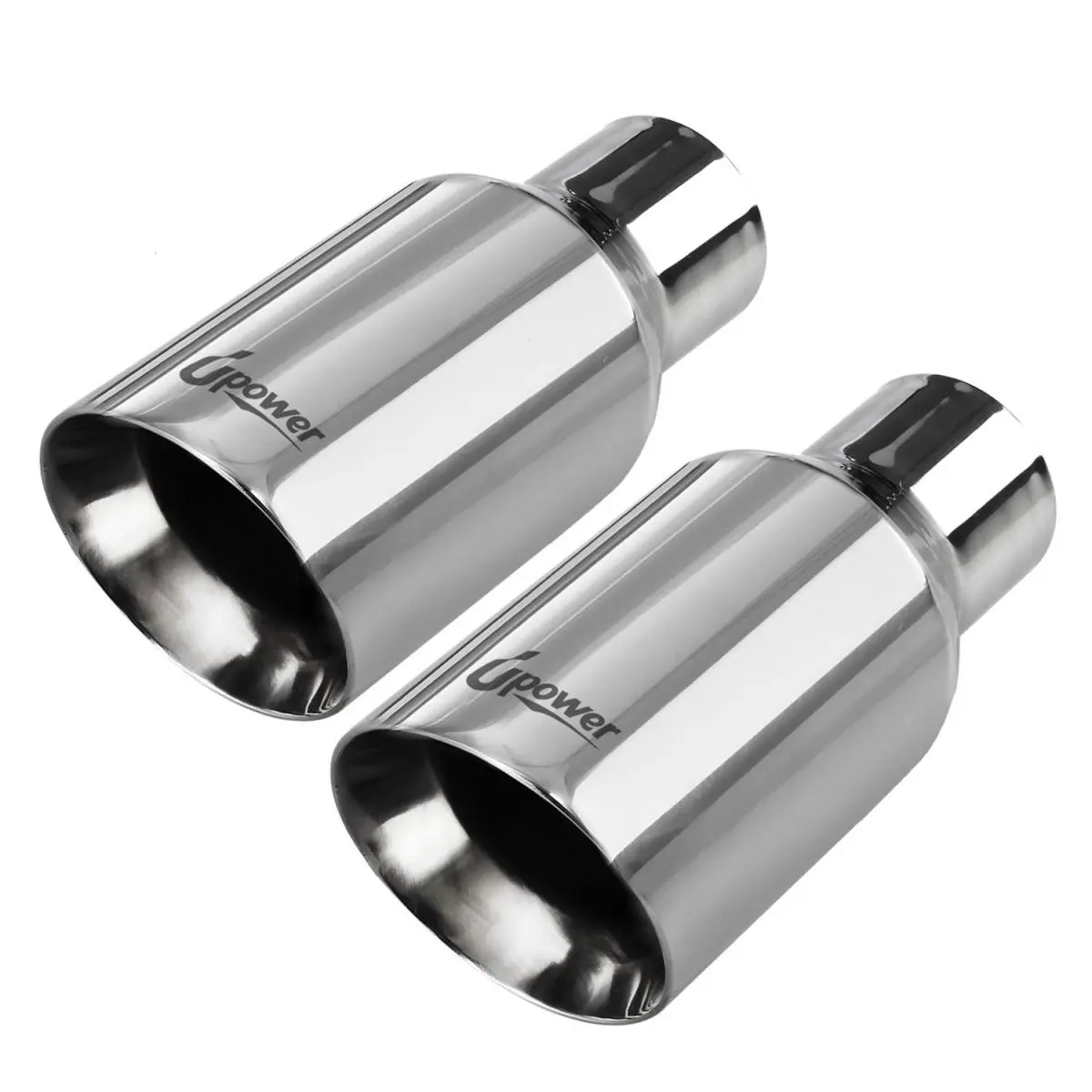 Upower Pack of 2 Exhaust Tip 2.5 inch Inlet 4 inch Outlet 9" Long 304 Stainless Steel Double Wall Slant Cut