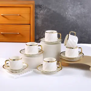 Ceramic Cup and Plate 6-Piece Set for Espresso & Turkish Coffee Italian Cappuccino Drinkware Tumblers Perfect for Family Gifts and Friends kitchen gadgets