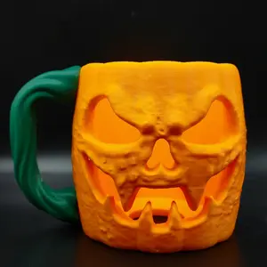 Jack-O-Lantern Ice Cream Pint Holder with Inserts Spoon Storage & Tea Light Lantern Halloween Decor Hand Spooky