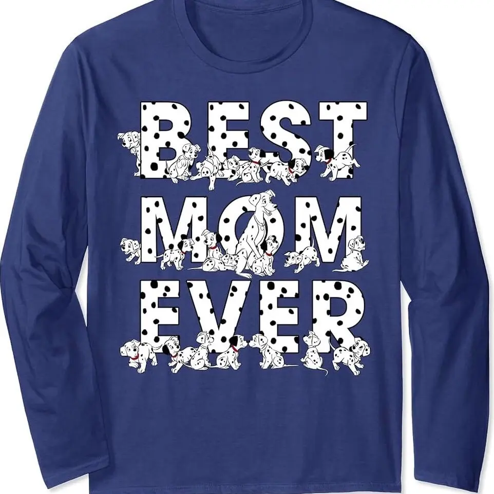 101 Dalmatians Best Mom Ever Big Chest Text Logo Long Sleeve T-shirt