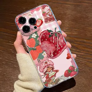 Transparent Strawberry Pattern Tpu Anti-Drop Phone Case for iPhone 6/7/8/x/XS/XR/XS Max/11/12/13/14/15/16/17 Pro Max, Perfect Gift