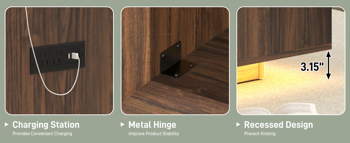 32" Mid Century Modern Coffee Table with LED Light & Power Outlet, 2-Tier Square Storage Coffee Table for Living Room, Deep Beveled Edge Thick Wood Cocktail Table 32" Mid Century Modern Coffee Table with LED Light & Power Outlet, 2-Tier Square Storage Coffee Table for Living Room, Deep Beveled Edge Thick Wood Cocktail Table