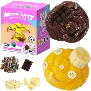 WATERELF 2PC Scented Putty Multi-Color, Stress Relief Scented Putty for Kids Boys Girls Adults, Non-Sticky Fidget Toy - 1.6 Oz*2 - SP001#-Banana/Chocolate