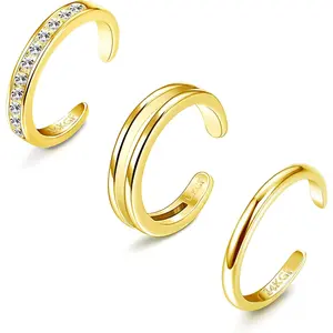 14K Gold Filled Toe Rings Adjustable Open Toe Rings Cubic Zirconia Band Toe Ring Set Summer Beach Foot Jewelry Set