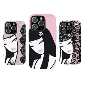 T0kid0ki Girl Phone Case Y2K Grunge Lace Shockproof Case Gift for Her Compatible for iPhone 11 12 13 14 15 16 17 Pro Max Plus Air Mini Harajuku Punk Alt Aesthetic Kawaii Edgy Style Unbreakable Armor Cover Superior Protection Frame