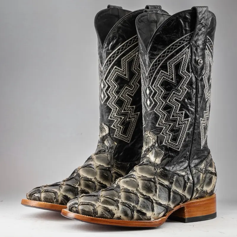 Orix Jumbo Pirarucu Print Leather Boots - Square Toe