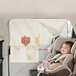 Cartoon Bear Pattern Car Side Window Sunshade, Car Side Window Privacy Curtain, Heat Insulation Car Window Curtain, Car Accessories for Kids