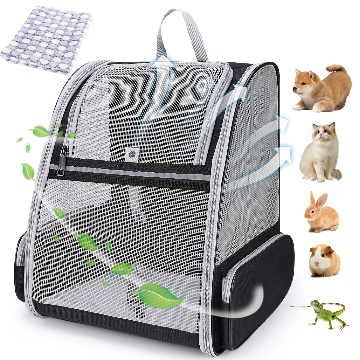 Lollimeow Cat Backpack Carrier, Ideal for Small Animals & Puppies, Outdoor Adventures, Vet Transport. Fully Ventilated Design for Ultimate Comfort On-