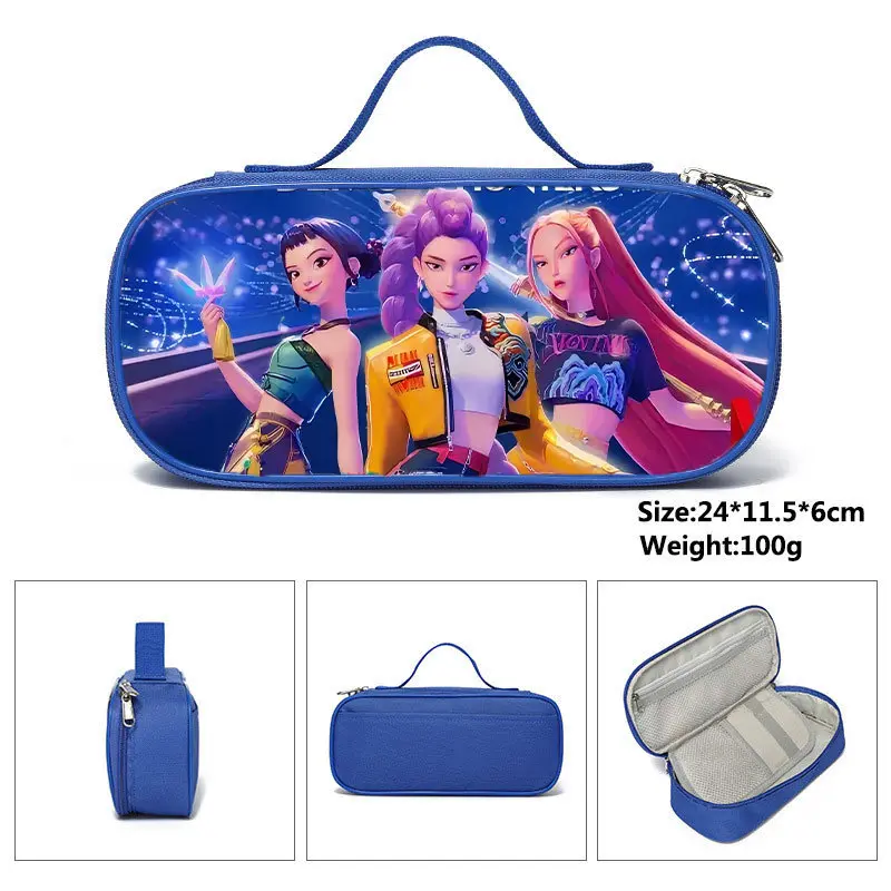 New Huntrix K-pop Blue Multi-Compartment Pencil Case – Stationery & Pencil Organizer