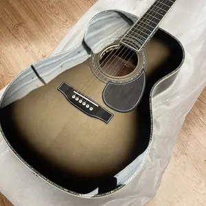 New Martin OM-45 John Mayer 20th Anniversary Acoustic Guitar, Platinum Gray Burst Silver