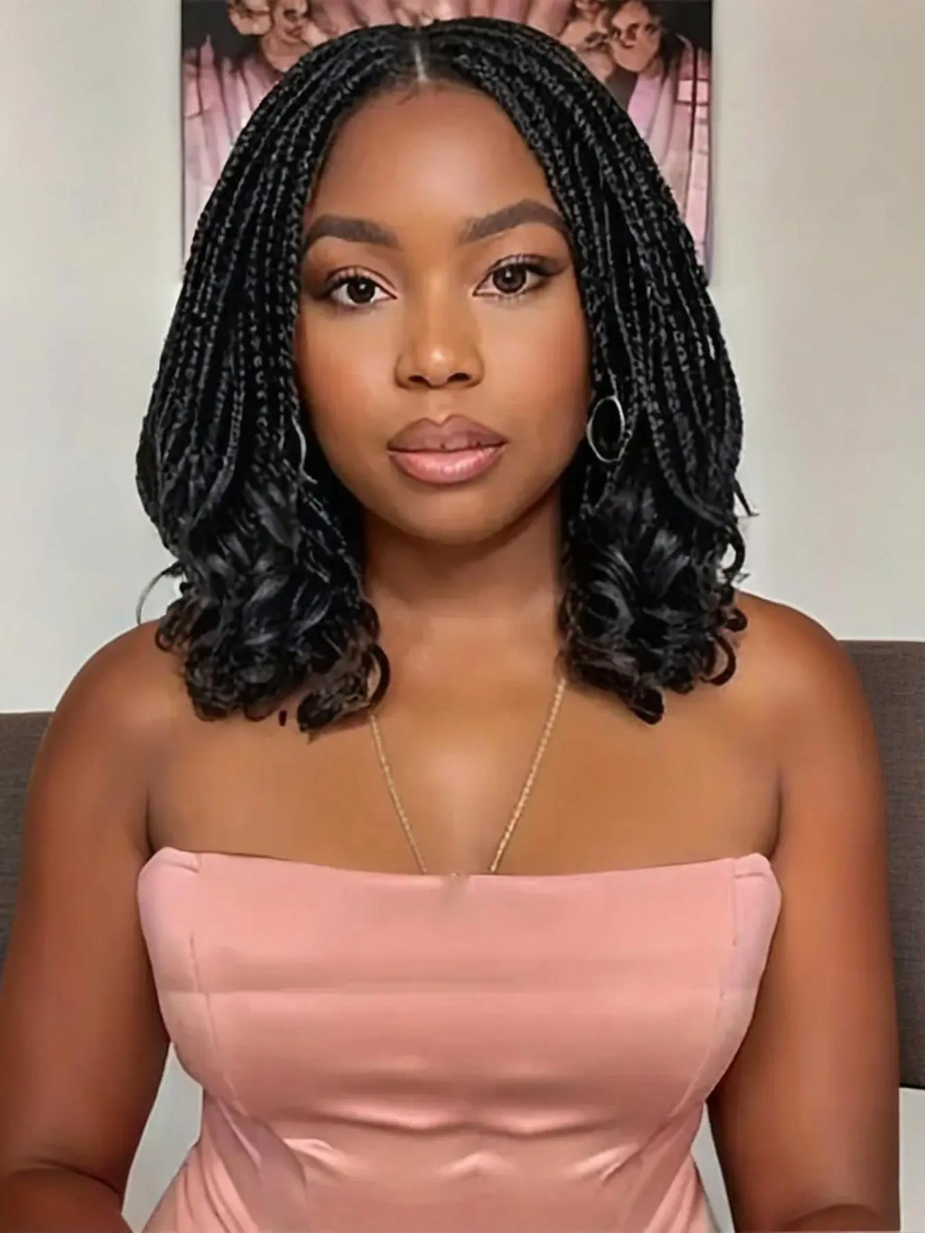 Box Braids Crochet Hair, Pre-looped Crochet Hair Extensions, Synthetic Crochet Hair for Women, Fashionable Hair Extensions for Daily Use, Synthetic Curly Wigs, Knotless Braided Wig, Braided Hair Texture