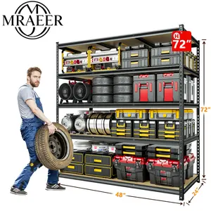 MRAEER 2600LBS Heavy Duty 5-Tier Steel Garage Shelves Storage Rack Adjustable Utility Racks for Basement Storage Room Closet Shelves 48" Width Organiser - Metal