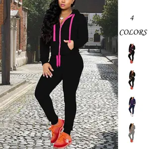 Two Piece Tracksuit for Women Zip Up Hoodie Jacket with Drawstring and Matching Pants Casual Loungewear Set