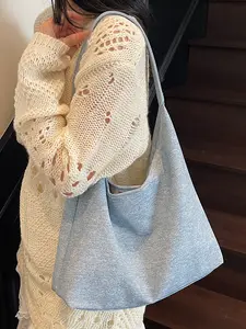 Denim Large Dumpling Bag for Outdoors, Casual Single Shoulder Bag for Daily Use, Commuting, School, and Dating