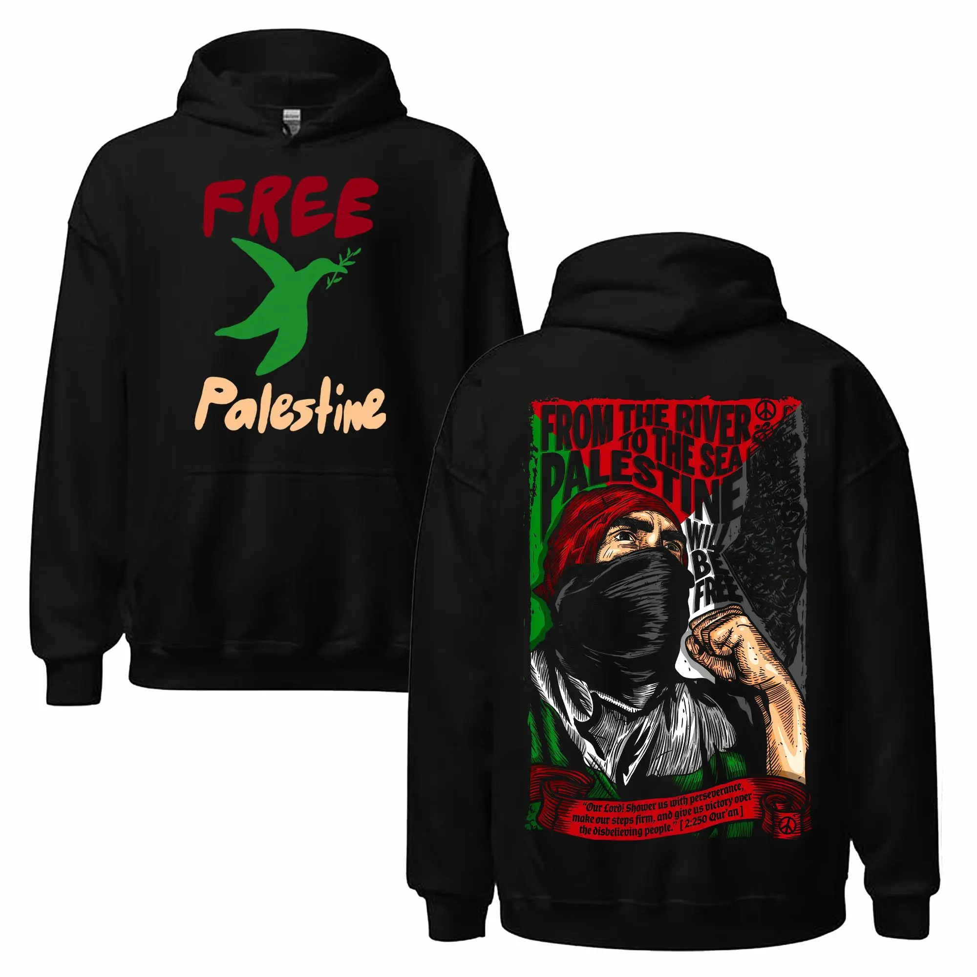 Stand Out in Style: Palestine Freedom x Retro Aesthetic Oversized Hoodie - Bold Double-Sided Print, Unisex Pullover, Limited Edition for Cozy Casual Vibes