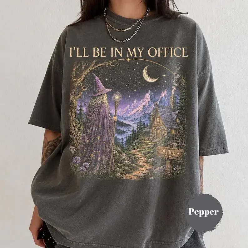Comfort Colors I'll Be In My Office Graphic T-Shirt, Vintage Fantasy Wizard Tee, Funny Renaissance Faire Shirt, Medieval Mage Graphic Tee, Unisex Gift