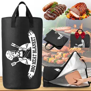 BBQ Blanket for Resting Meat - Meat Insulated Bag for Brisket/Pork /Steak -  for Men Him Dad - Grill BBQ Accessories (Black, 21 inch)