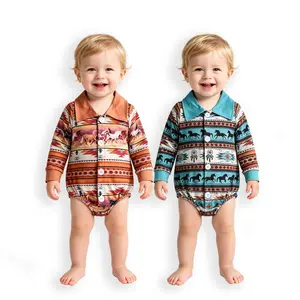 Western Horse Baby Long Sleeve Romper,Toddler Clothes Cute
