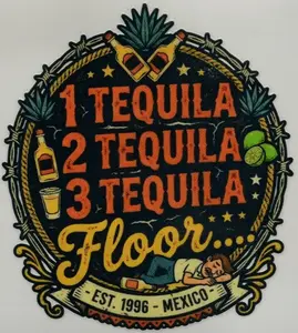 1 Tequila 2 Tequila 3 Tequila... Floor Sticker, UV Water-Resistant Decal (3x3 Inch)