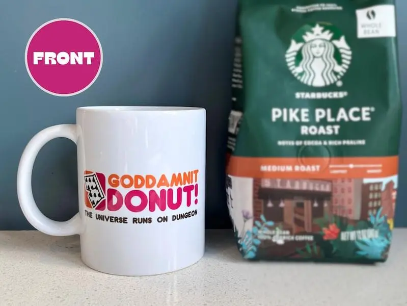 Goddamnit Donut Coffee Mug Dungeon Crawler Carl Double-Sided 11oz, 15oz