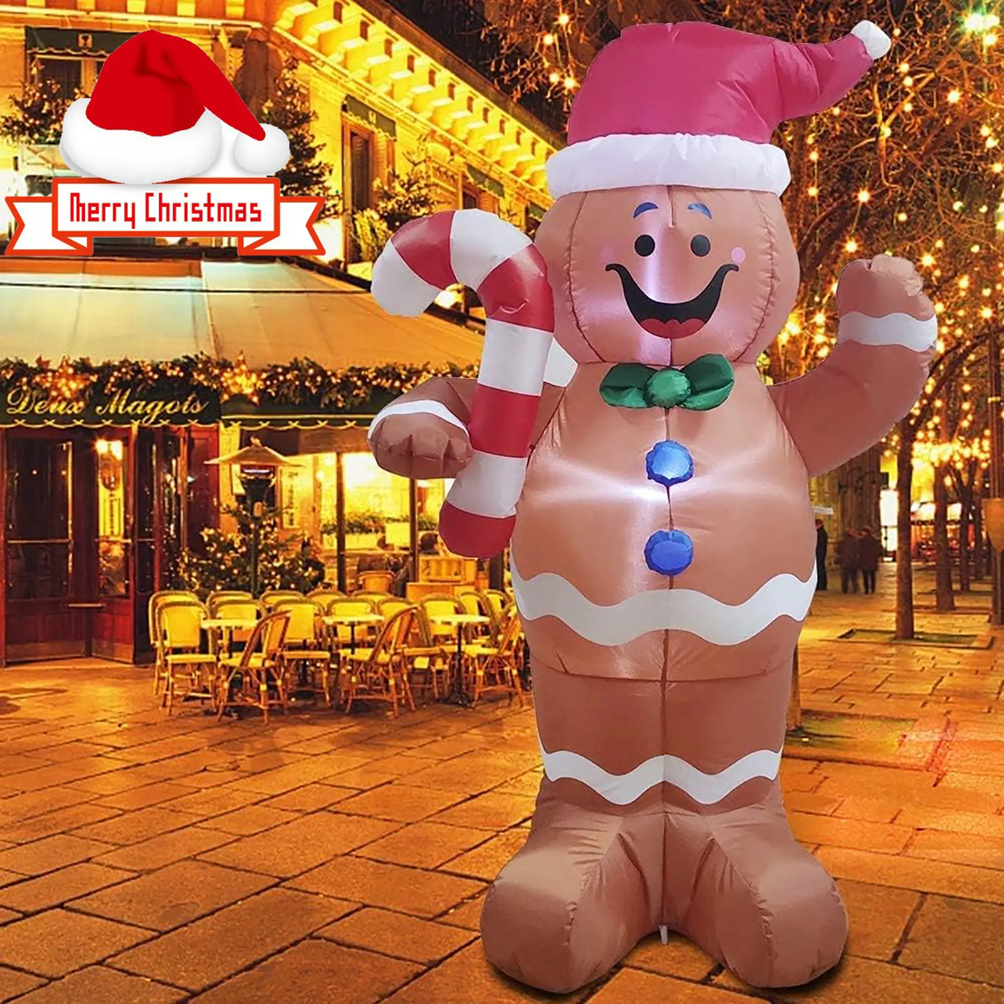 4.92ft Christmas Inflatable Gingerbread, Blow Up Christmas Inflatables Outdoor Decorations with Build-in LEDs for Xmas, Party Indoor, Outdoor, Yard, Garden, Lawn, Winter Decor