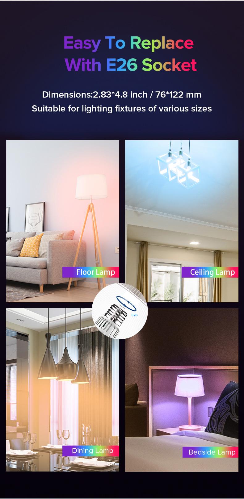 SANSI Ultra Bright 18W RGBW LED Color Changing Light Bulb with Remote Control 2000LM 120W Equivalent 10 Color Choices Timing Dimmable A21 E26 Decorative 3 Lighting Modes