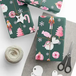 Festive Wrapping Paper - Holiday Gift Wrap, Nutcracker Christmas Wrapping, Watercolor Gift Wrap