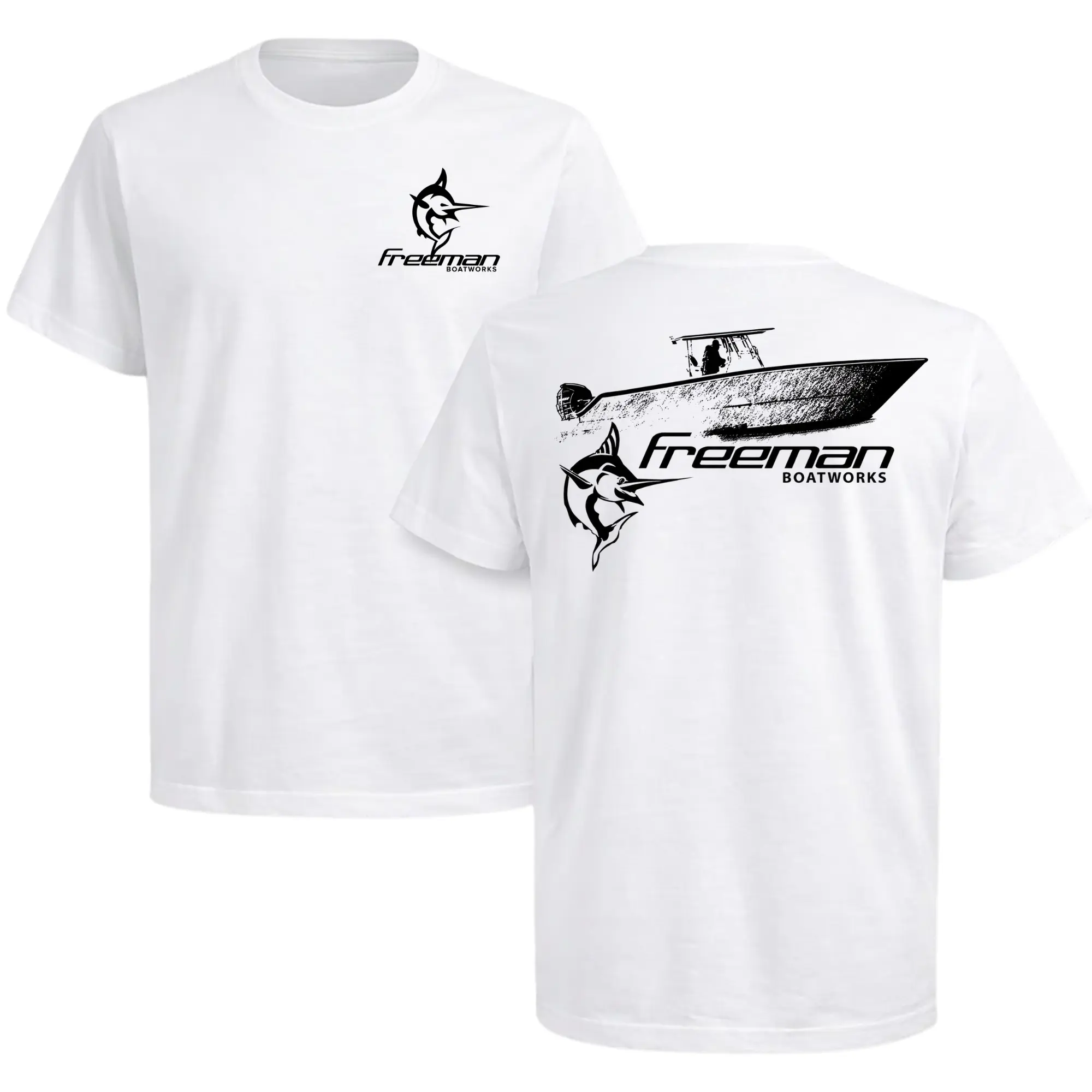 Freeman Boatworks T-Shirt, Offshore Fishing Boat Shirt, Center Console Boat Tee, Freeman Logo Graphic Shirt