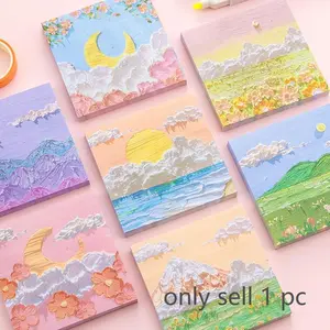 1 Cute Oil Painting Style Sticky Notes, Cute Appearance, Sticky Notes, Message Book - Lovely, Beautiful, Durable - Suitable for Party Gifts