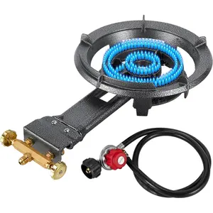 Bestfire 13" Single Propane Burner Stove 90,000 BTU Cast Iron Portable Outdoor Burner with 0-20 PSI Adjustable Regulator and 4ft Hose Perfect for Outdoor Wok Cooking