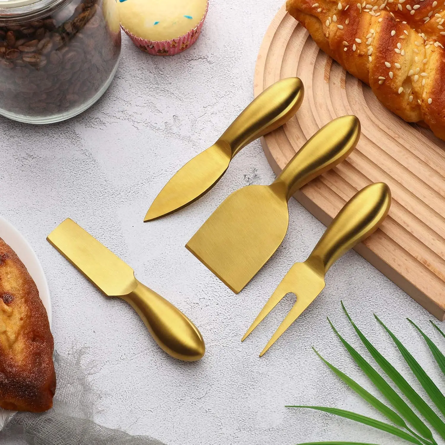 4Pack Premium Stainless Steel Cheese Tool Set - Cheese Knife Set - Cut, Spread All Your Favorite Cheeses Kitchenware (Gold) - Home Improvement.