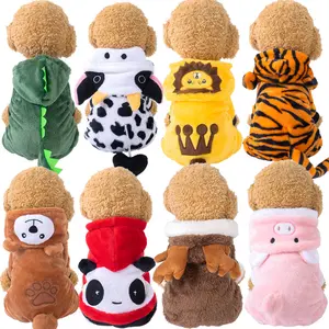 Pet Costume Coral Fleece Dinosaur Design for Dogs & Cats Autumn Winter Warm Clothes Four-Legged Pet Wear Elastic Embroidered Sweater