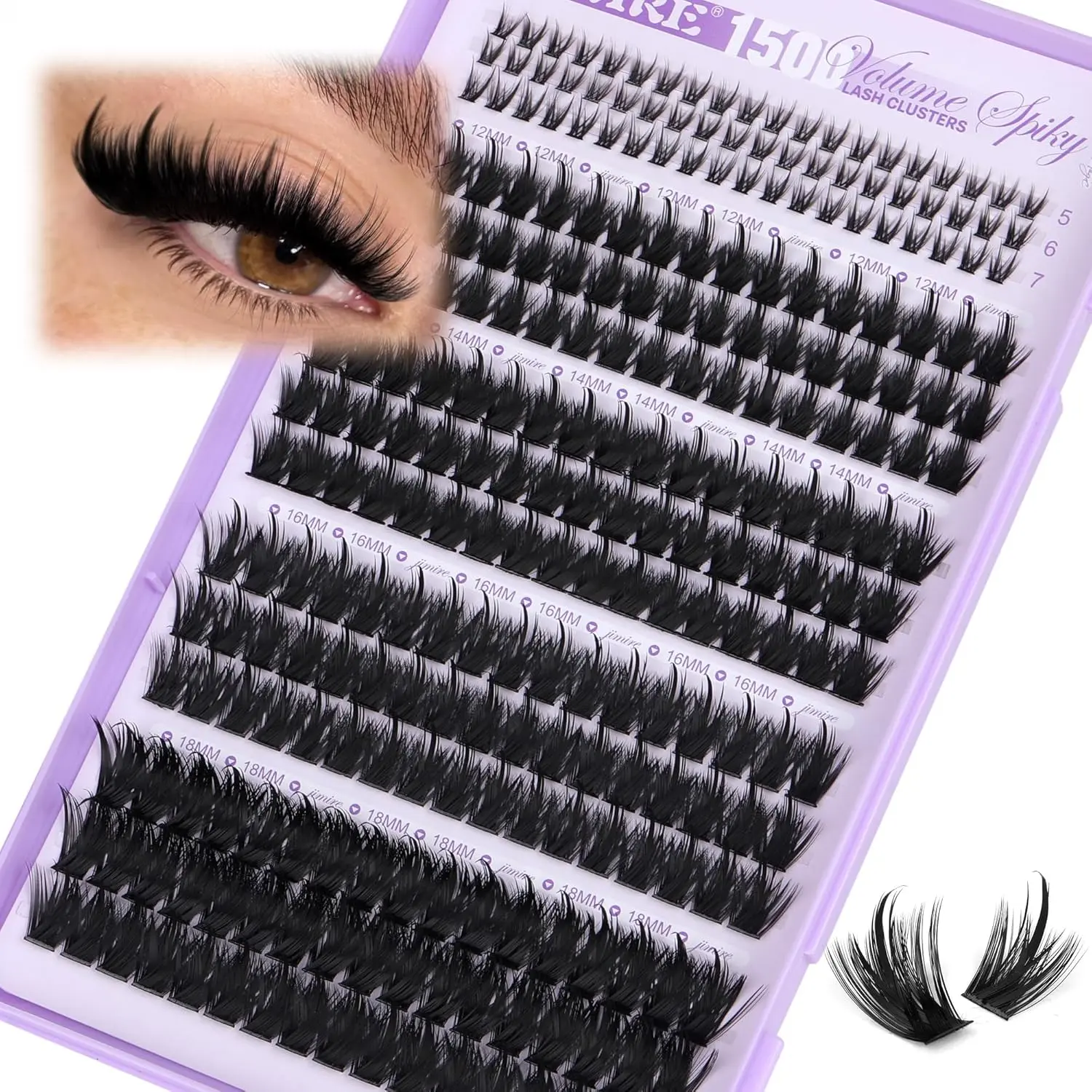 Manga Lash Clusters 150D Spikes Eyelash Clusters with Bottom Lashes 12-18MM Long Fairy Cluster Eyelash Extensions 300Pcs Wispy Individual Lashes Extensions