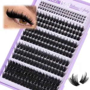 Manga Lash Clusters 150D Spikes Eyelash Clusters with Bottom Lashes 12-18MM Long Fairy Cluster Eyelash Extensions 300Pcs Wispy Individual Lashes Extensions