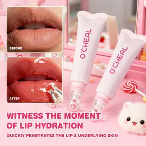 10ML Crystal Glaze Lip Tint Lipgloss, 4 Colors Moisturizing Lip Stain, Hydrating Glossy Watery Mirror Finish, Reduces Fine Lines, Long Lasting Wear, Hydrate