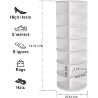 White+PVC+7 Tier Rotating Shoe Rack Towe