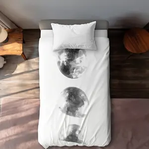 360 Stand Decorative Duvet Cover Set - Gray Twin Extra Long, Eclipse Multiple Phases Design, Astronomy-Themed Bedroom Bedding Set, Home Decor Textile