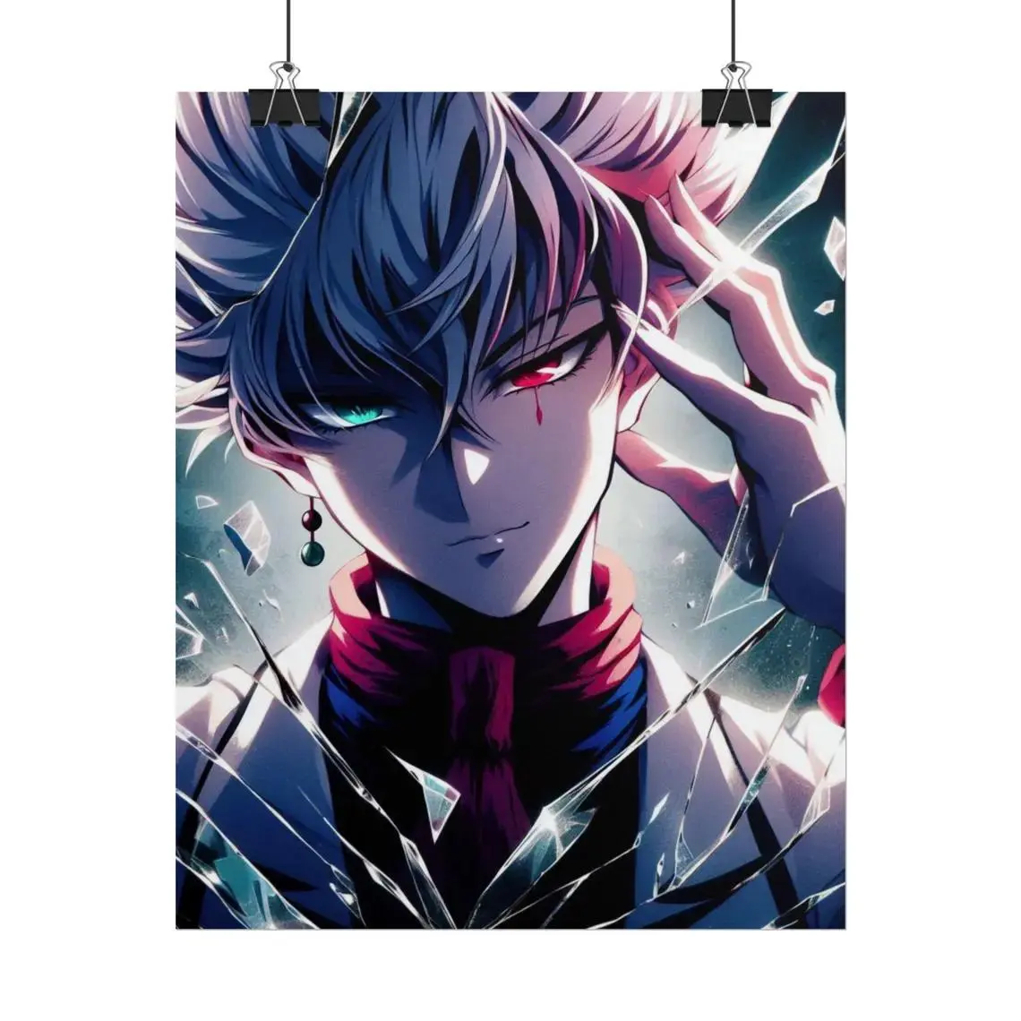 Hunter x Hunter Anime Wall Art, Hisoka Poster, Epic Broken Glass Prints, Cool Manga Aesthetic Without Framed