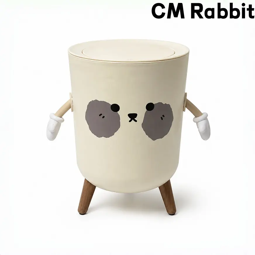 Viral Ins Cute Puppy Decor Trash Can, Removable Washable Inner Bucket Matte Plastic Waste Bin For Feminine Makeup Counter Bedroom Decor