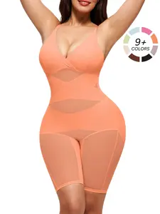 Women's Waist Trainer Shapewear, High Elastic Breathable Mesh V-Neck Full Body Contouring Bodysuit, Casual All Seasons Wear