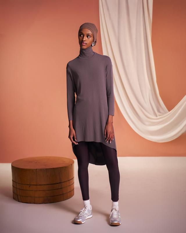 Flow Tunic - Modest Women's Tunic for Workouts & Daily Wear - Fluid Silhouette for Full Coverage Comfort - Available in Charcoal, Black, & Mink - Made in the USA